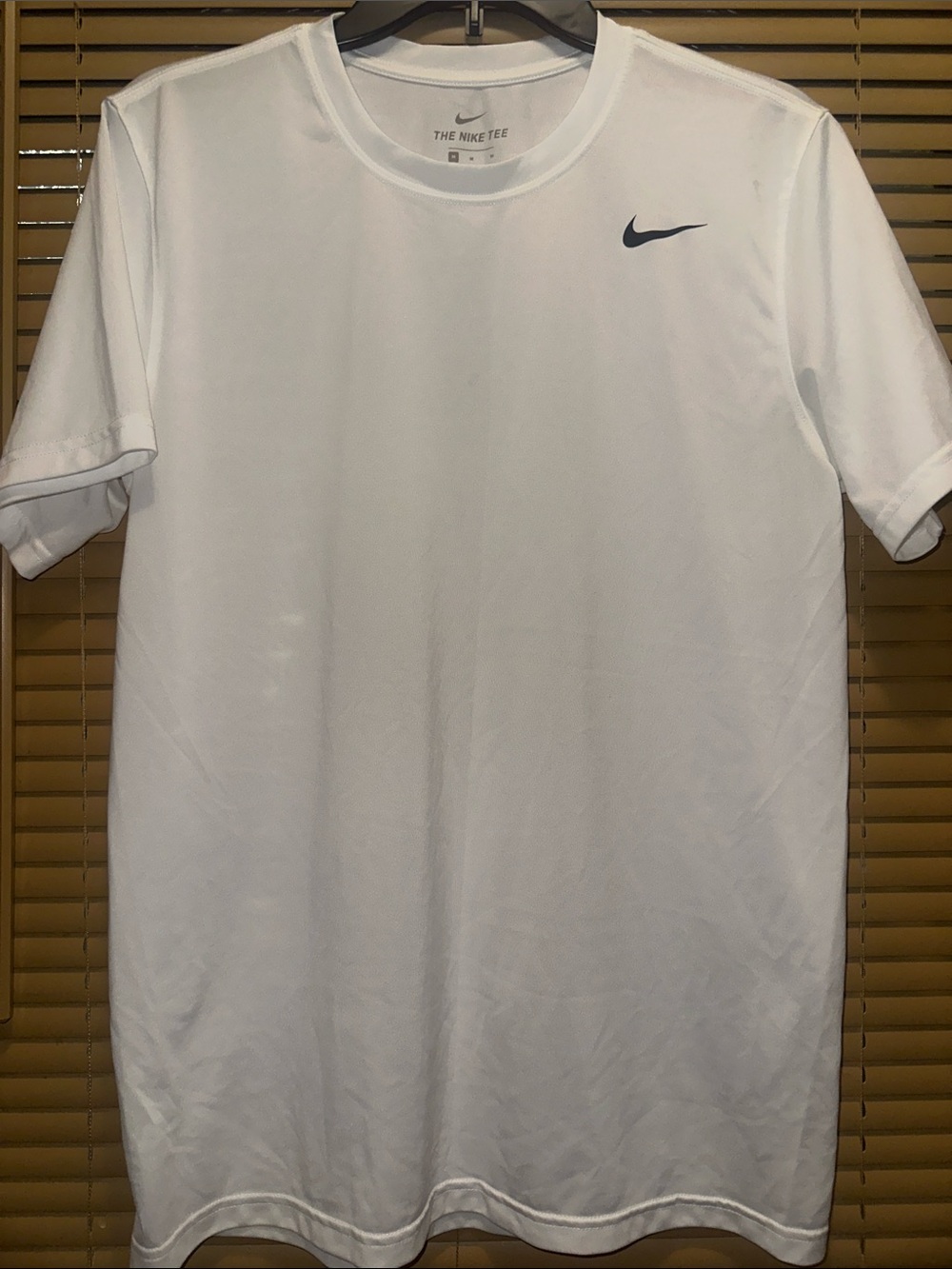 Nike White Short Sleeve Tee with Navy Swoosh